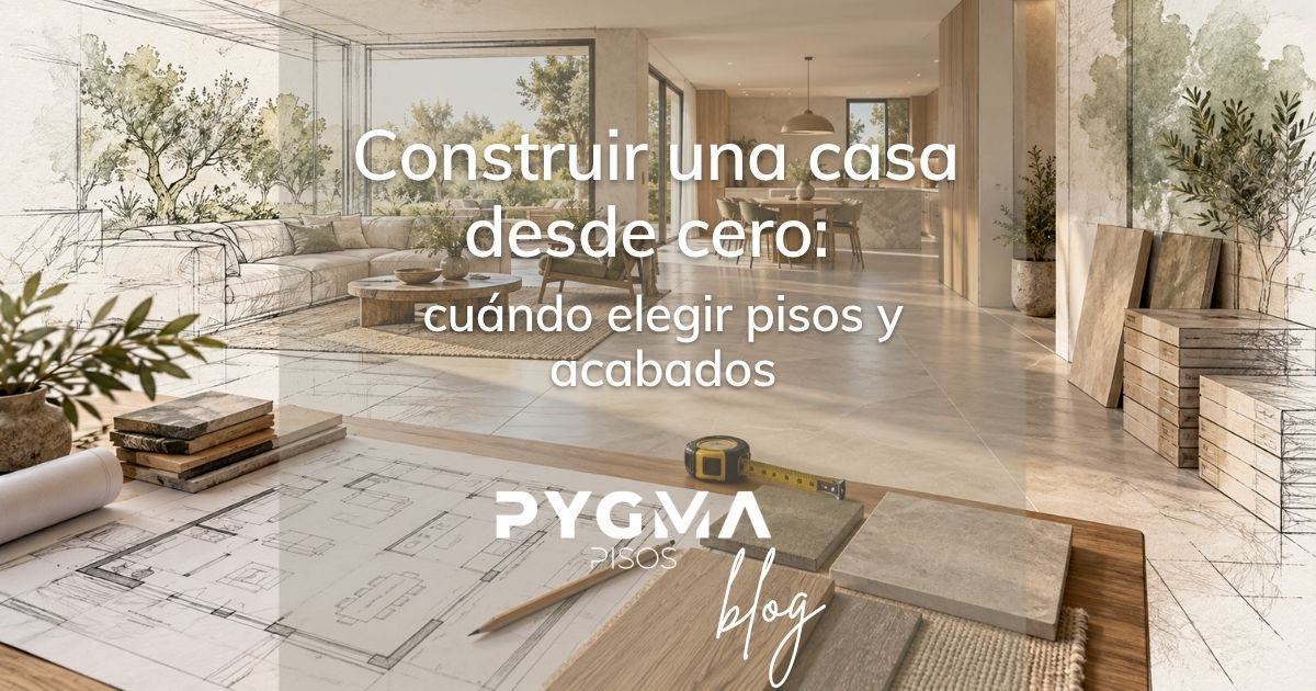Planos arquitectónicos y muestras de pisos y acabados para construir una casa desde cero,con el logo