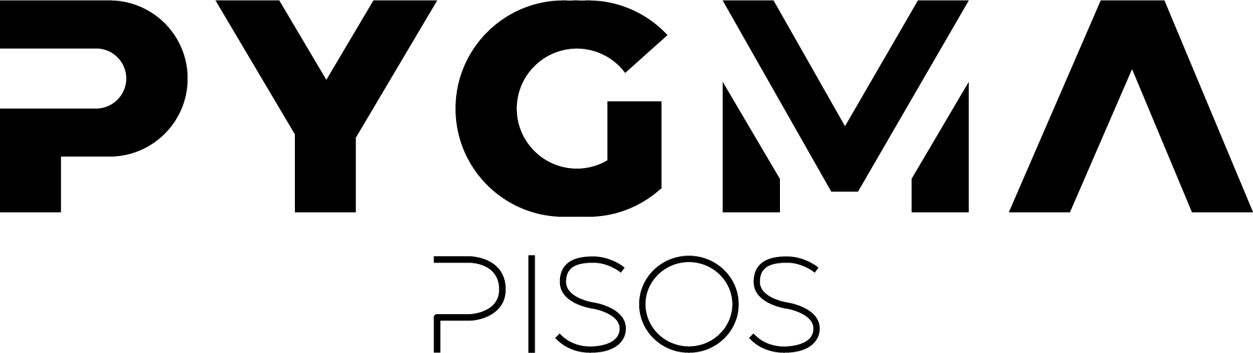 Logotipo de PYGMA con la palabra “PISOS” debajo en negro sobre un fondo blanco.