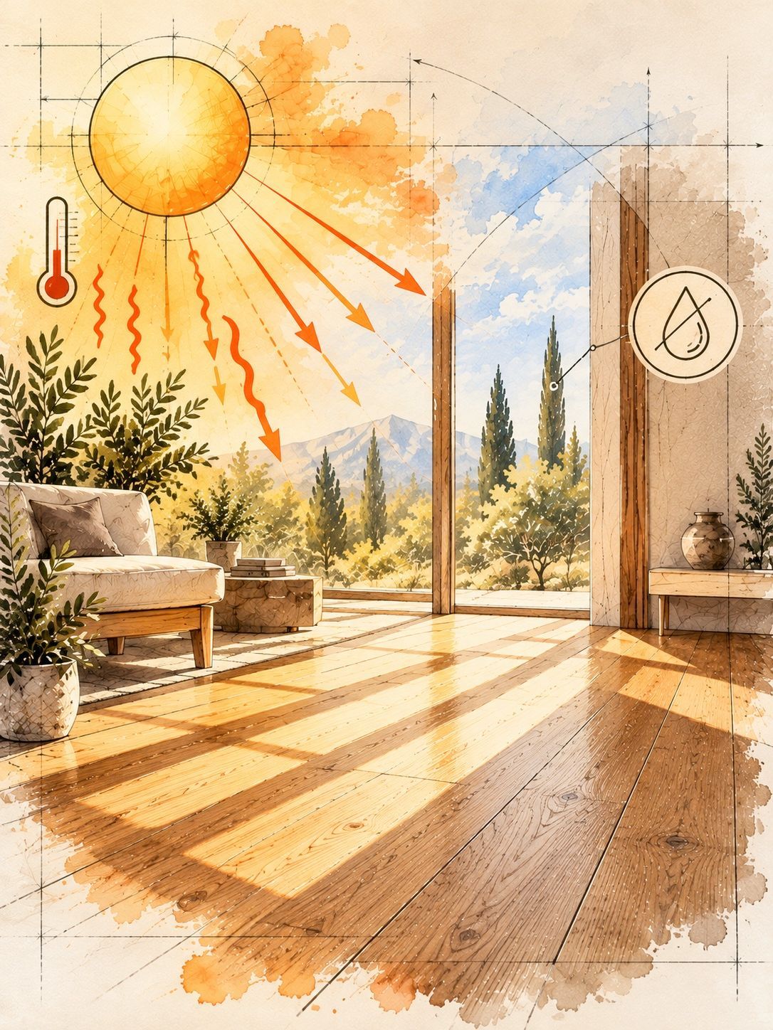 Efectos del calor extremo y la radiación solar en pisos, madera, spc, porcelanato y cerámicos