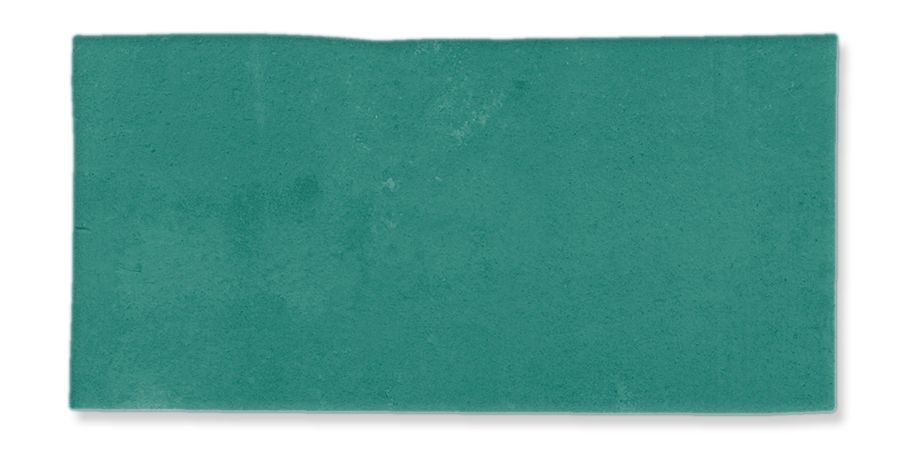 Muestra de tela rectangular de color verde azulado sobre fondo blanco.