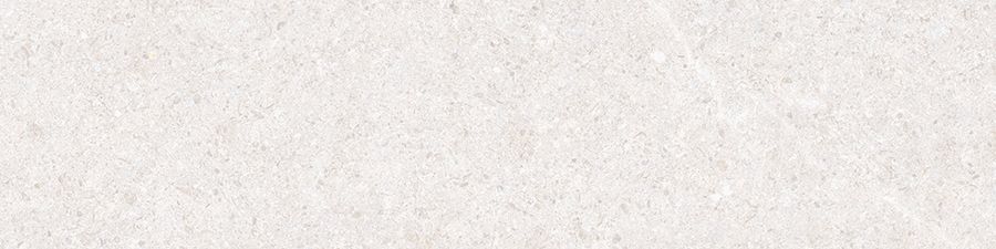 Primer plano de una superficie blanca texturizada con una tenue banda horizontal gris cerca del centro.