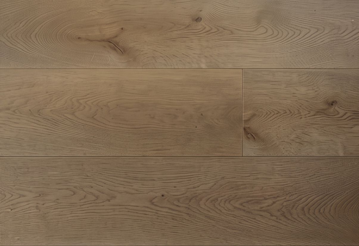 Suelo de madera con diseño de espiga en tonos marrones cálidos.
