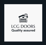 LCG DOORS logo with a garage door and Wi‑Fi icon, plus &ldquo;Quality assured&rdquo; text on a white background