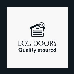 LCG DOORS logo with a garage door and Wi‑Fi icon, plus &ldquo;Quality assured&rdquo; text on a white background