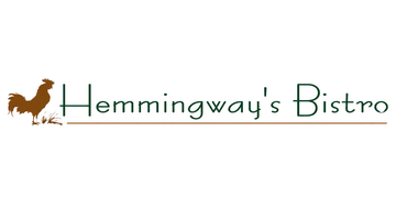 Hemingway’s Bistro logo in orange and gray serif text on a white background