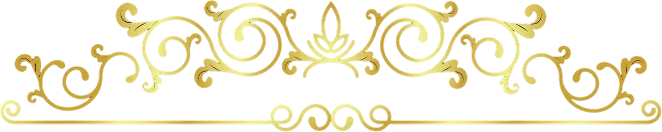 Golden ornamental border with swirling flourishes on a white background