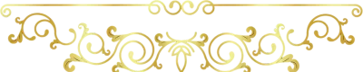 Gold ornamental floral border on a white background with symmetrical scrollwork and curls