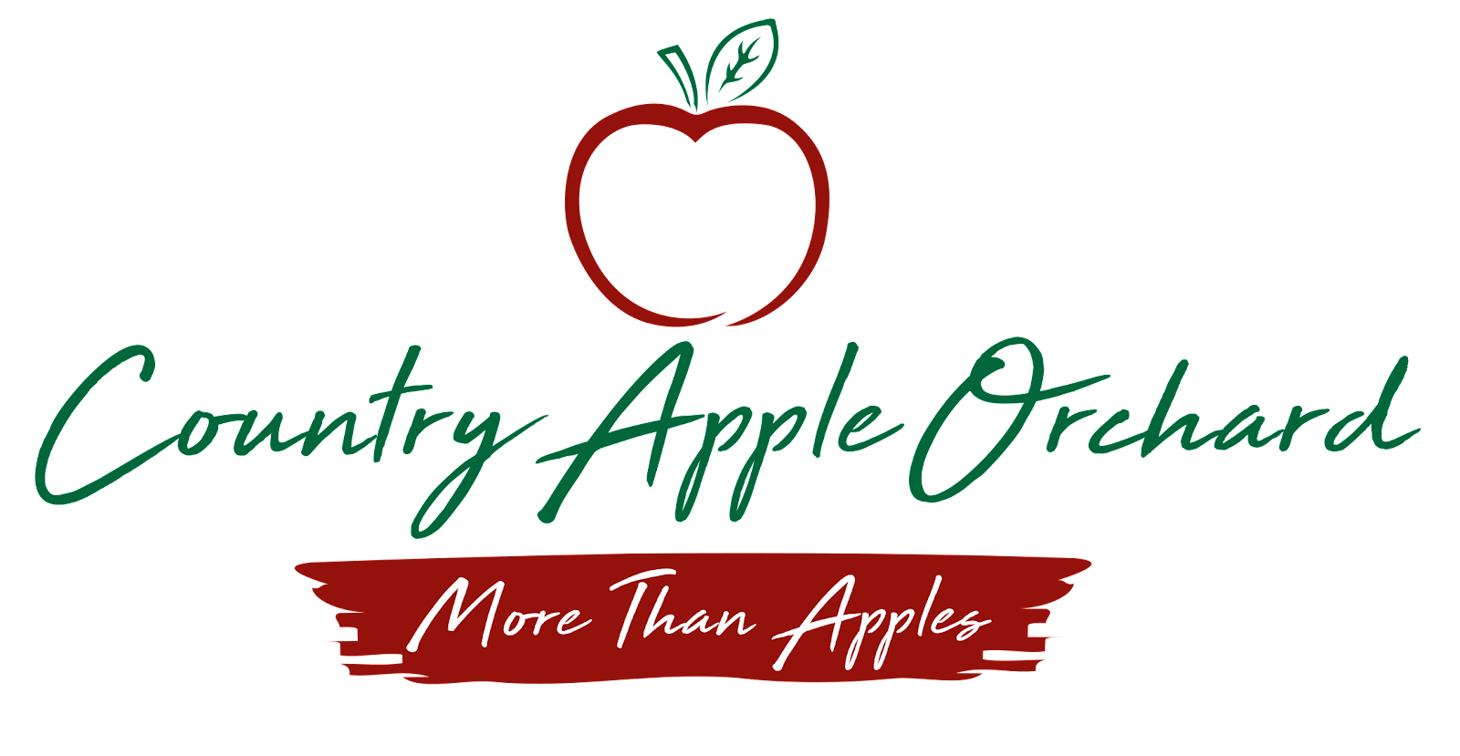 Logo for Country Apple Orchard with a red apple icon and the text