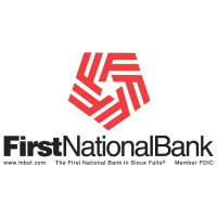 First National Bank logo with red star emblem, black text on white background.