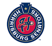 Nashville Sounds circular red, blue, and white baseball logo with crossed bats and stars
