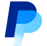 A blue paypal logo on a white background
