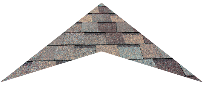A triangle made of shingles on a roof on a white background.