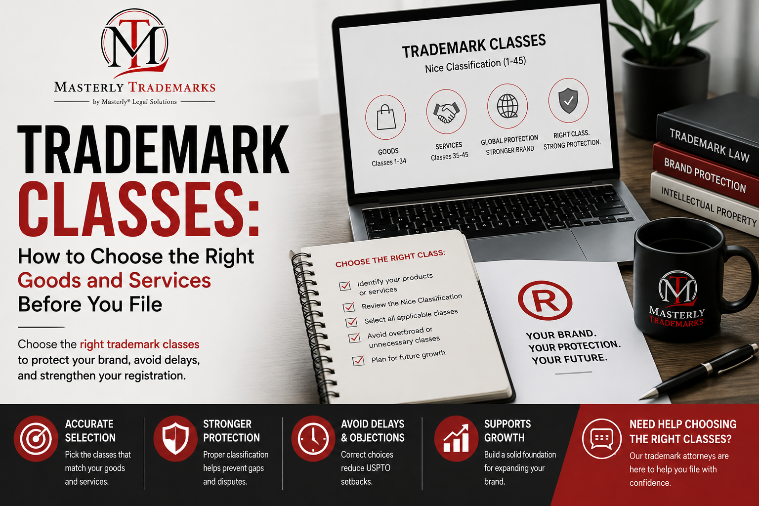 Trademark classes guide for choosing the right goods and services before filing.