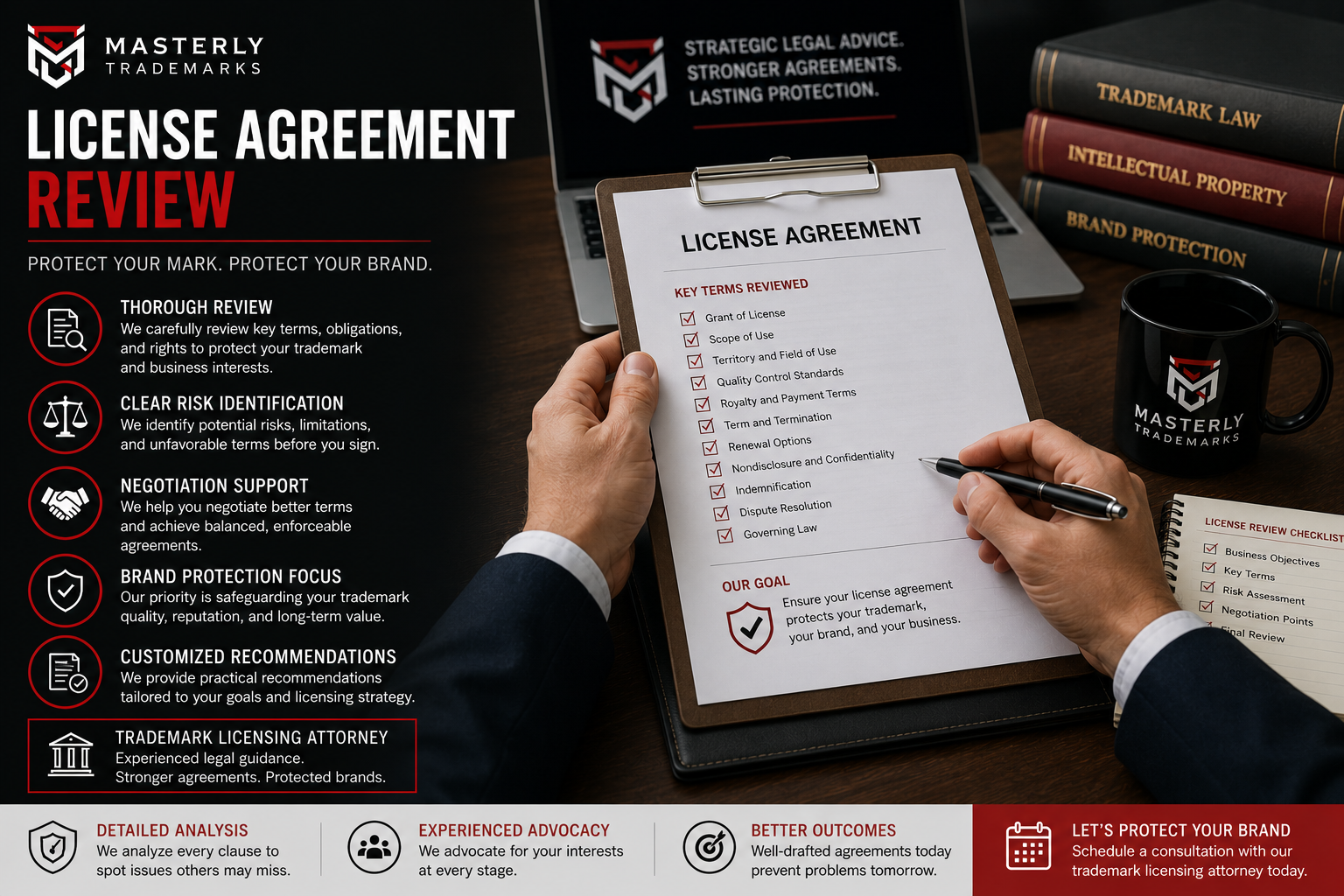 License agreement review; trademark licensing attorney