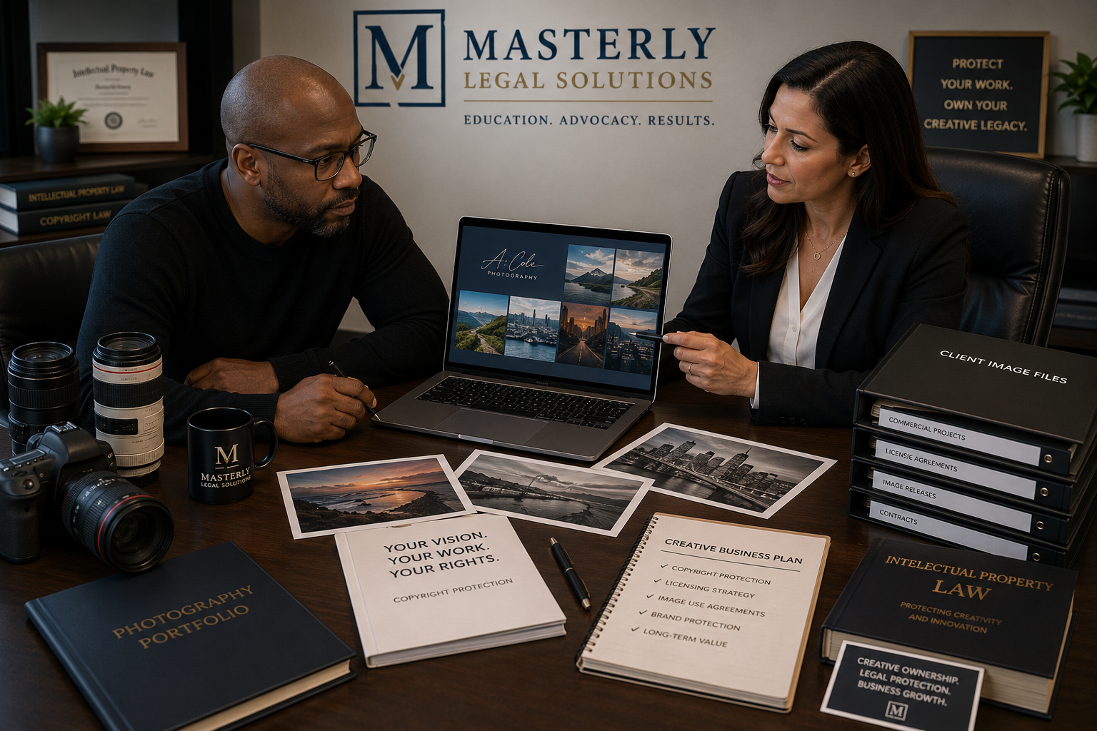 Copyright registration for photographers consultation reviewing commercial photography portfolio