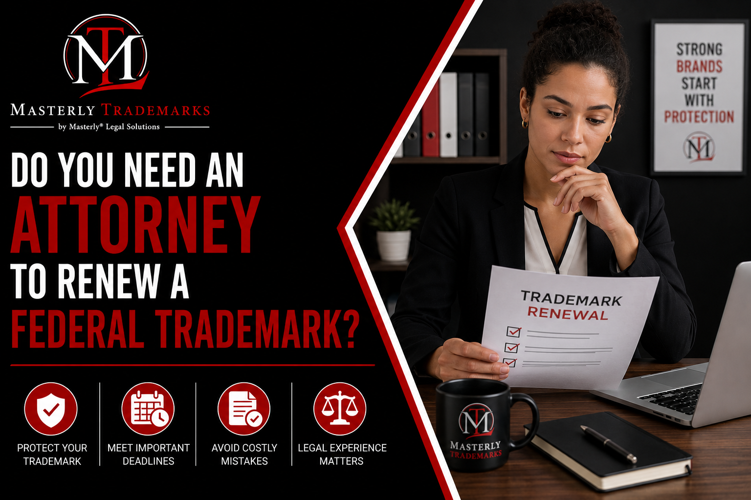 Attorney preparing a trademark maintenance filing for a client