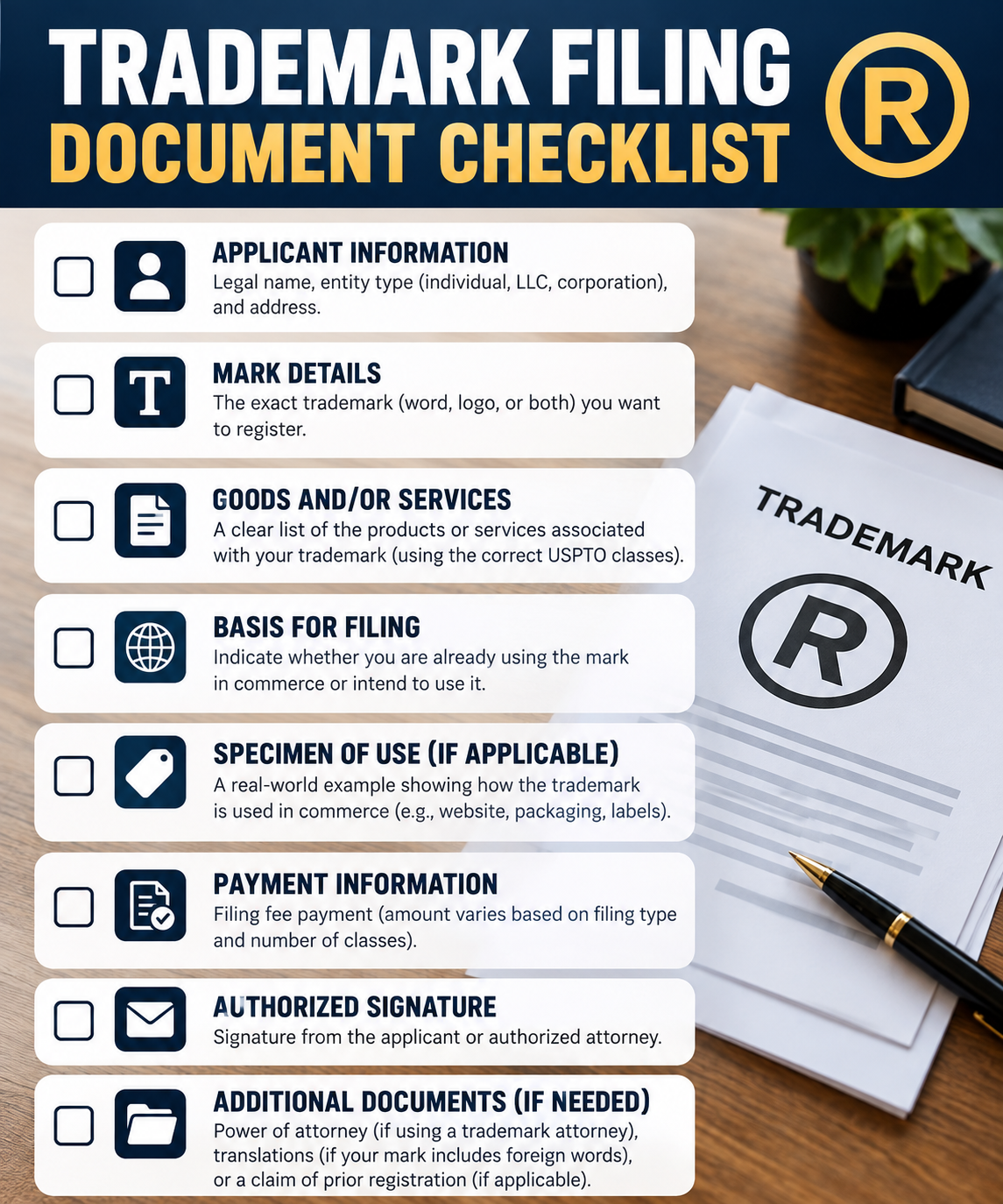 trademark filing document checklist