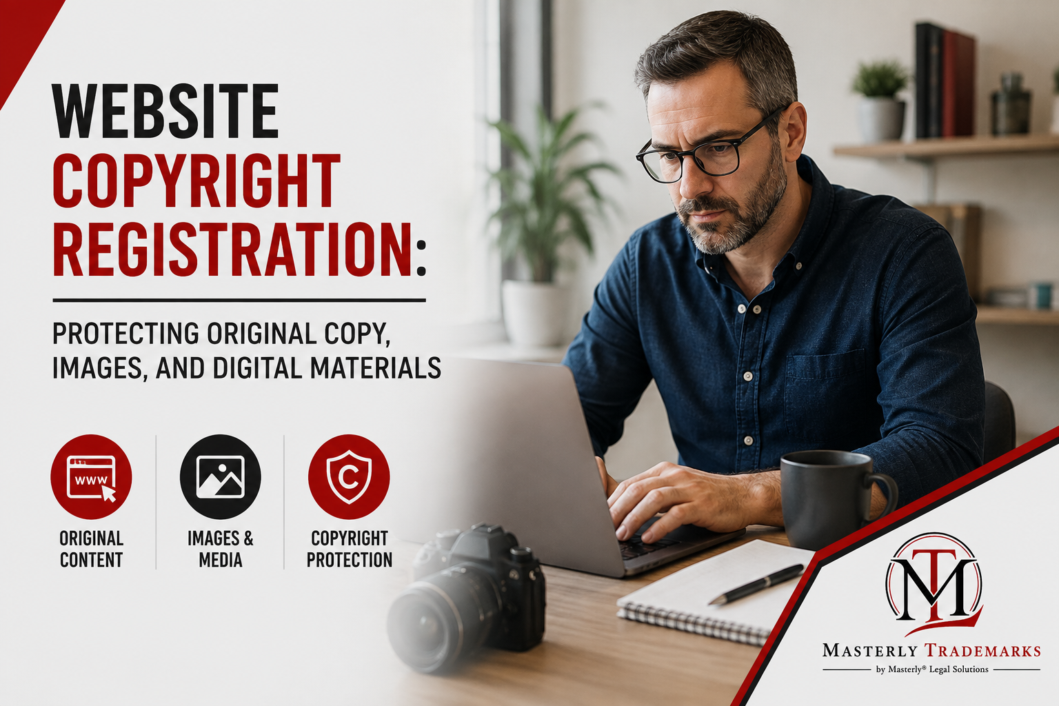 Attorney reviewing website copyright registration documents
