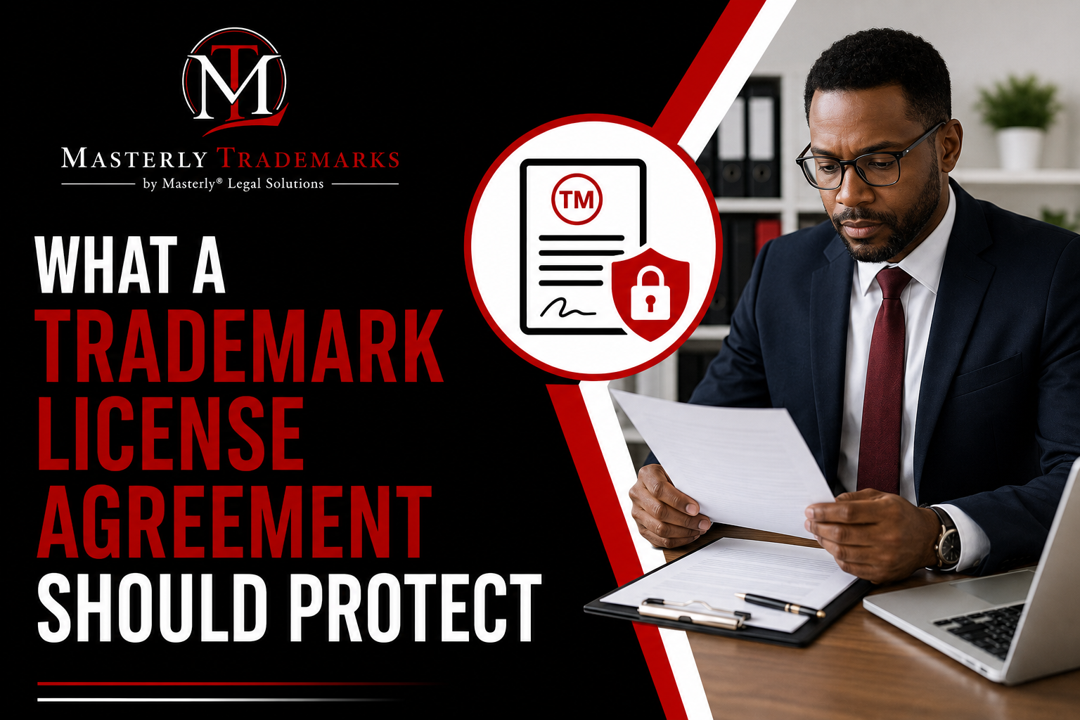 Brand licensing attorney advising a business owner on licensing terms