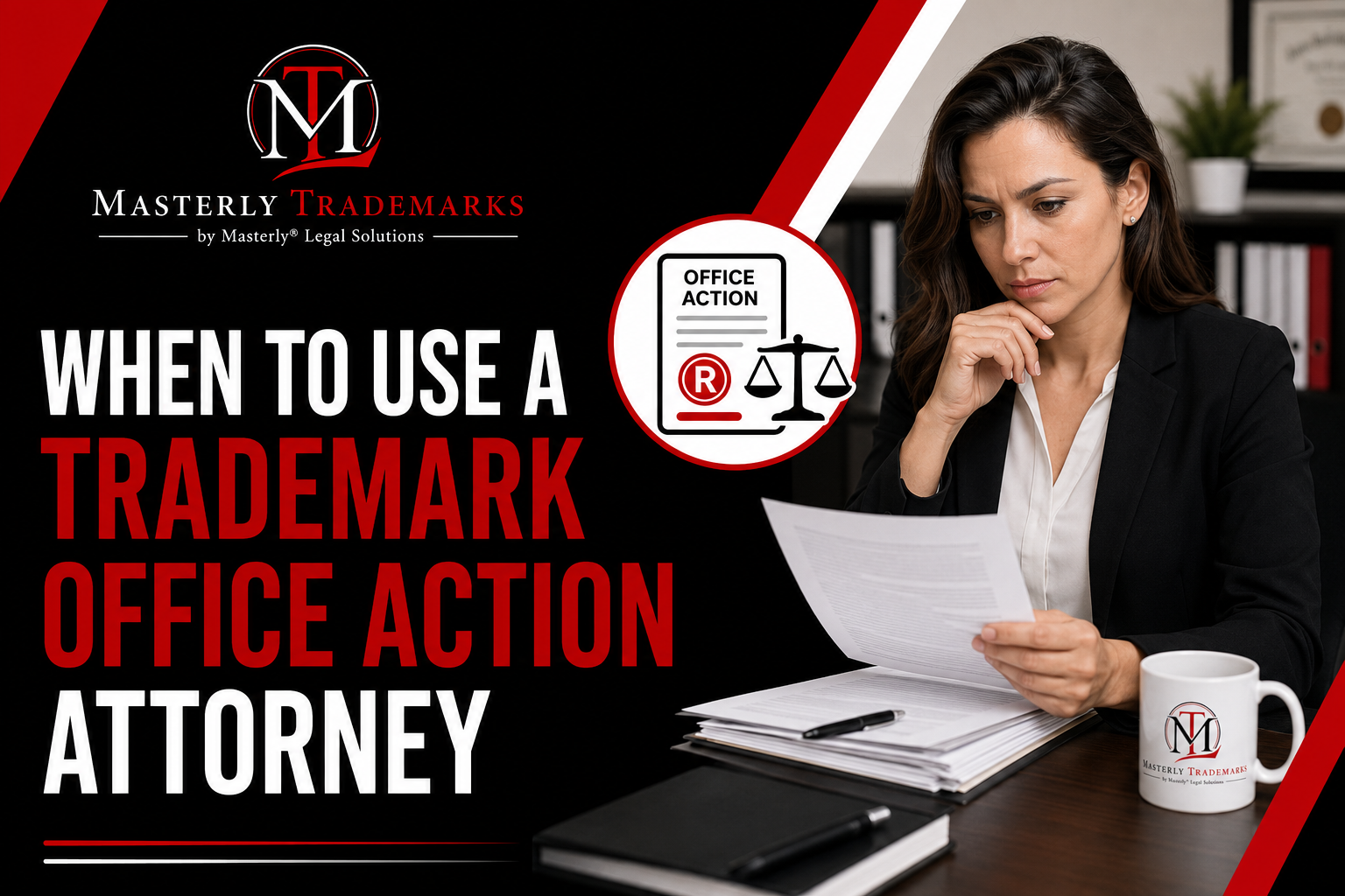 Trademark attorney reviewing a USPTO office action refusal
