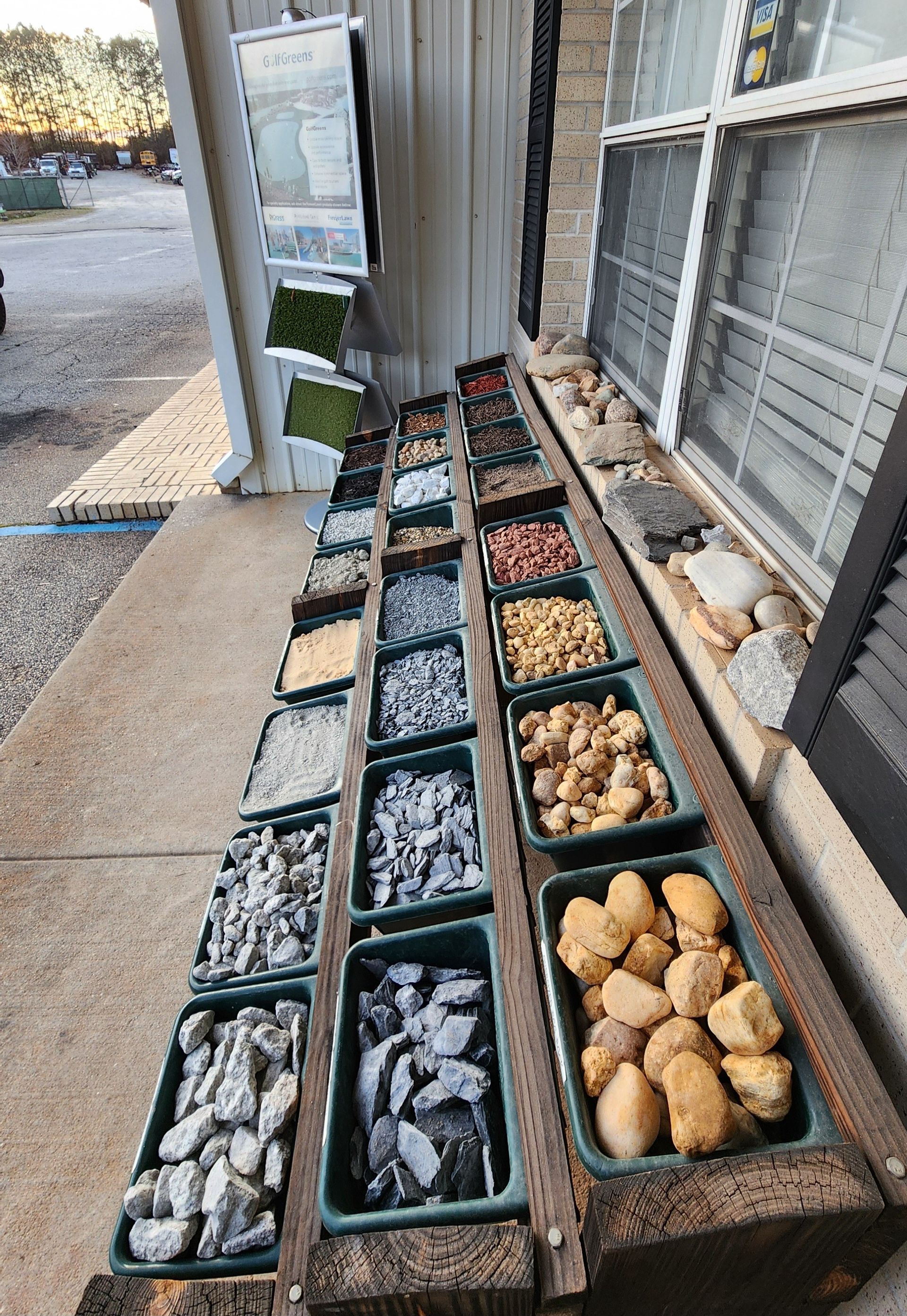 Stone Yard OFfice disply of Variety of Stone