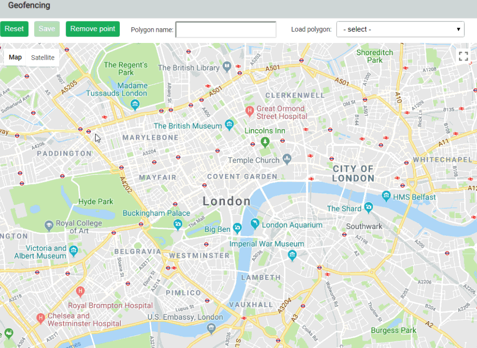 A map of london is shown on a computer screen.