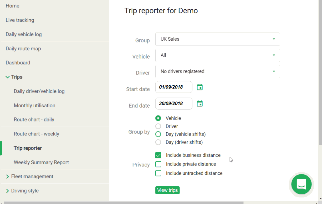 A screenshot of a website that says tap reporter for demo