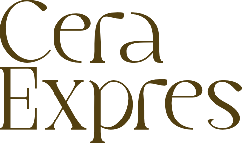 El texto del logotipo dice “Cera Expres” en una fuente serif marrón sobre un fondo blanco.