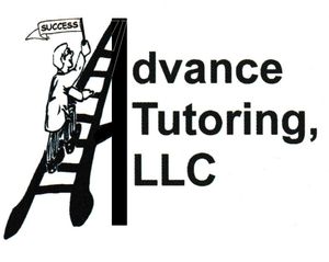 A black and white logo for advance tutoring llc