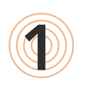 The number 1 is in a circle with circles around it