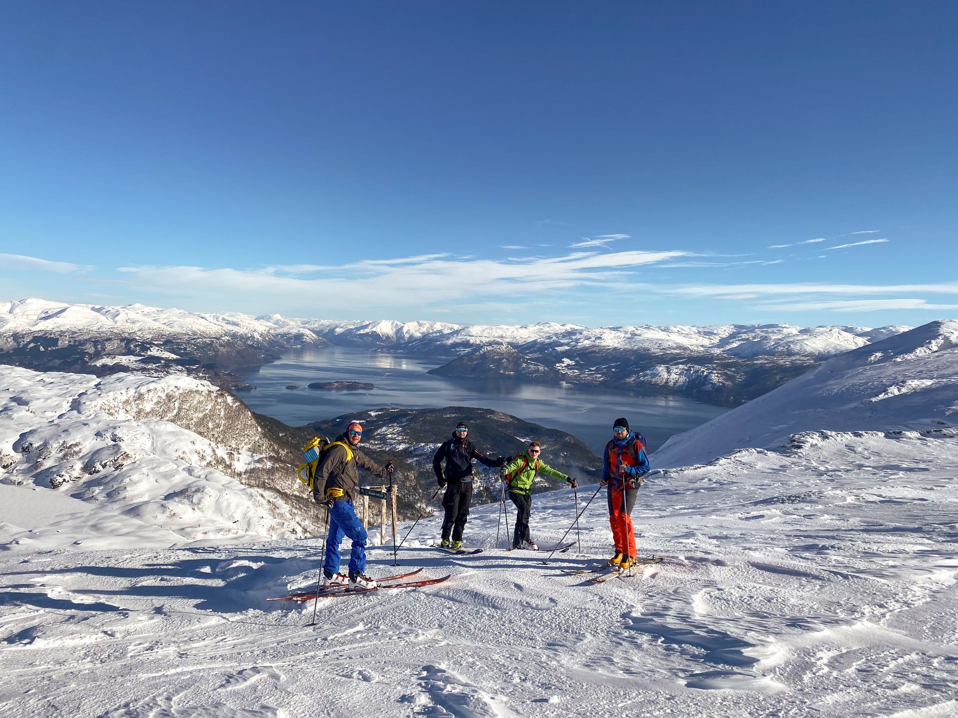 People on ski touring by the Hardangerfjord