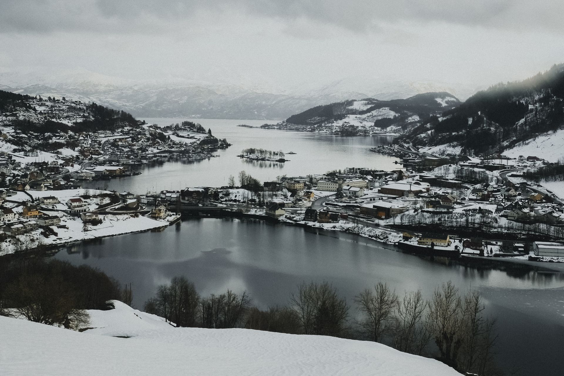 The Hardangerfjord township of Norheimsund in winter
