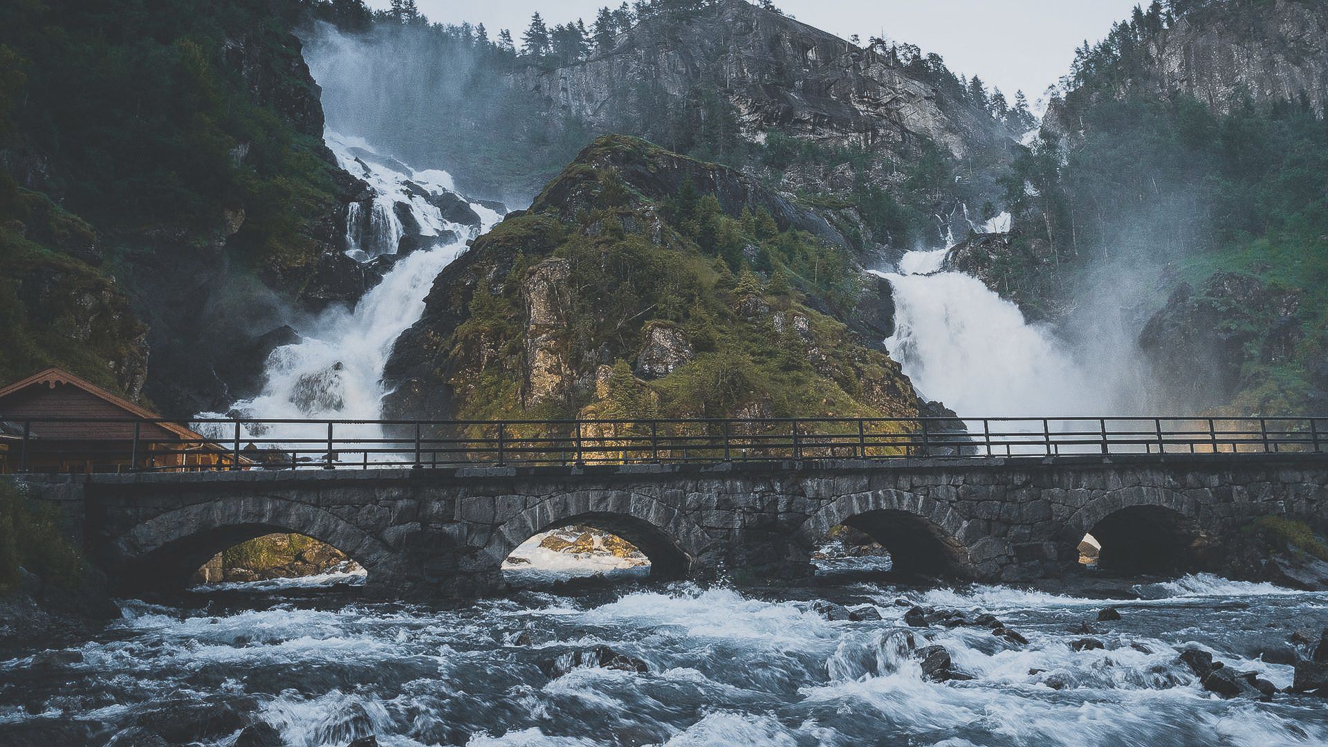 Låtefossen in Oddadalen valley in Odda.