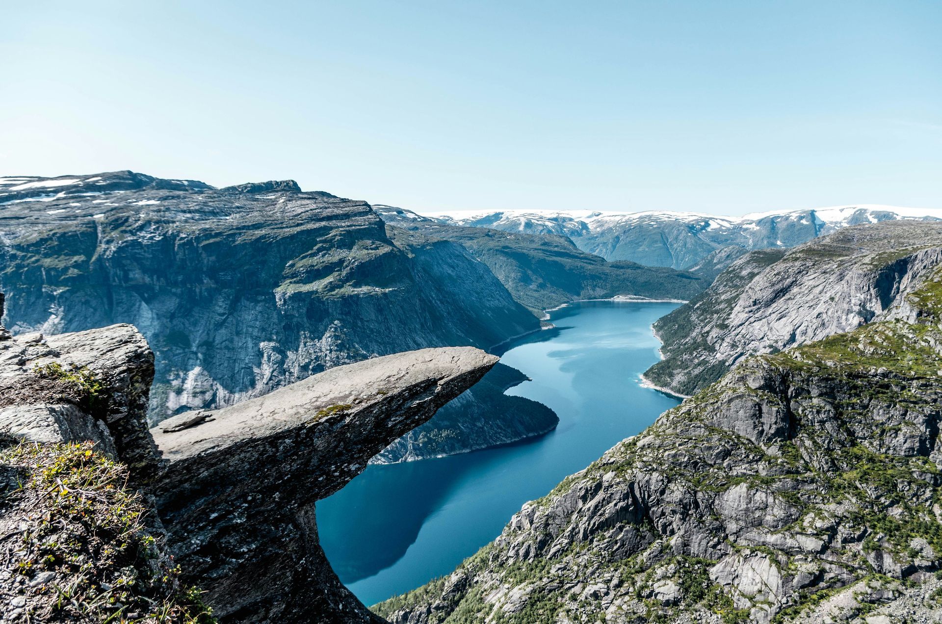 Trolltunga on a sunny day.