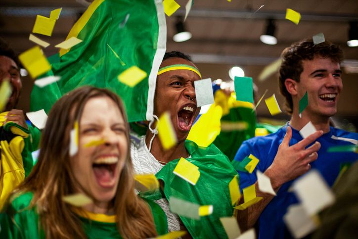 fans cheering at a sports event