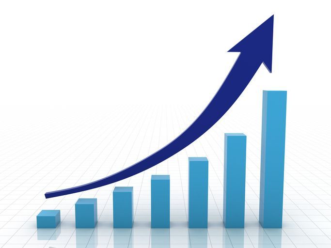 a block rising with an arrow indicating upward trend