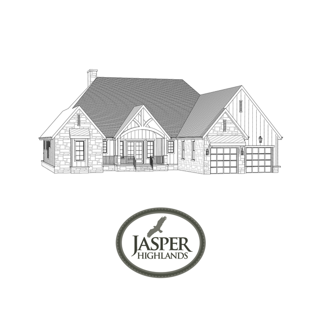 Line drawing of a house with the Jasper Highlands logo beneath it