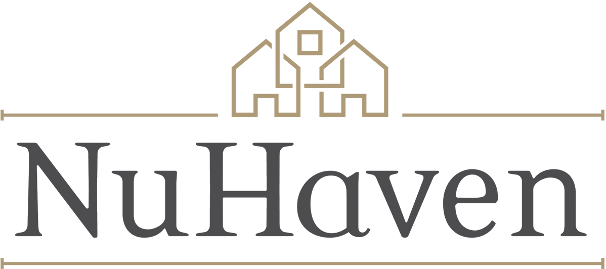 NuHaven logo with a gold house icon above gray text on a white background