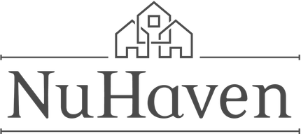 NuHaven logo with a gold house icon above gray text on a white background