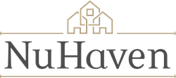 NuHaven logo with a gold house icon above gray text on a white background