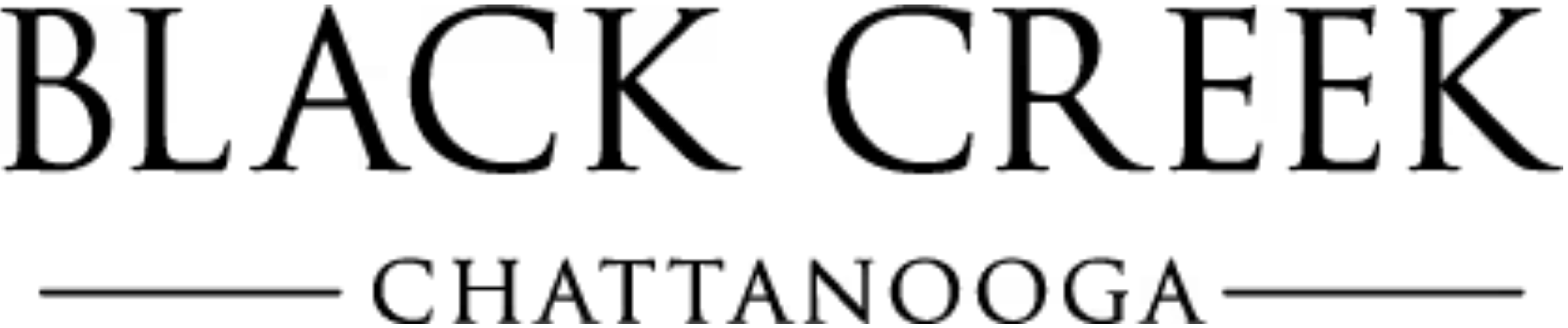 Black Creek Chattanooga logo in black text with horizontal lines on a white background