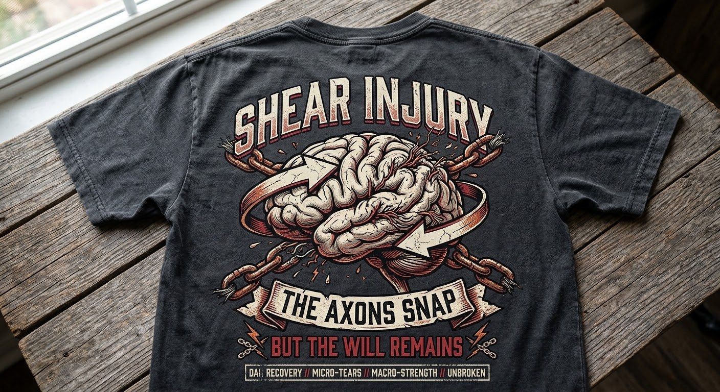 Shear Injury, The Axons Snap But The Will Remains design on a T shirt