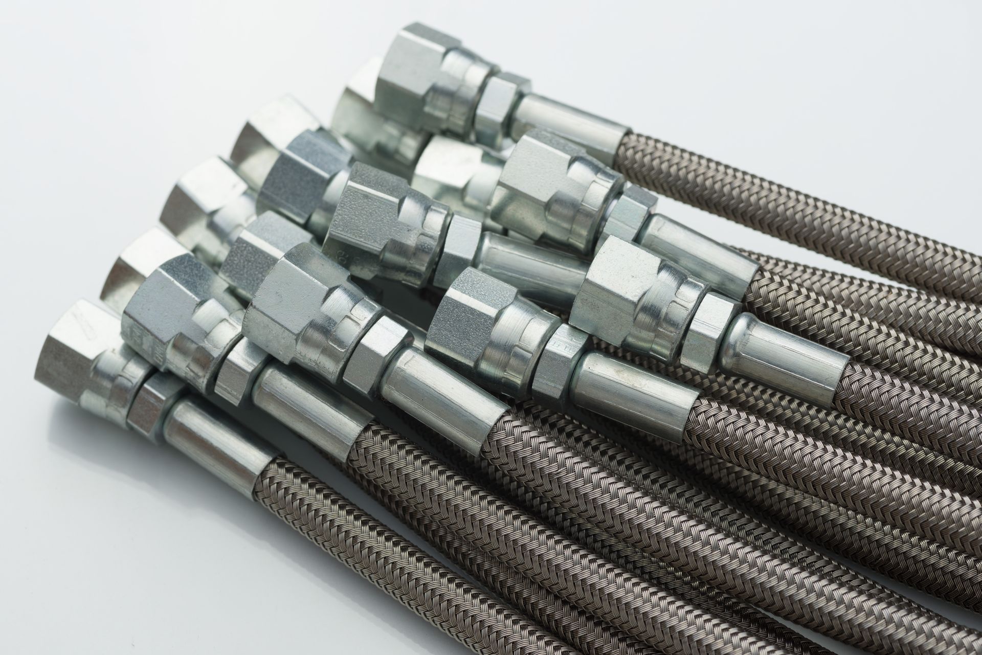 Hydraulic hoses isolated on a white background.
