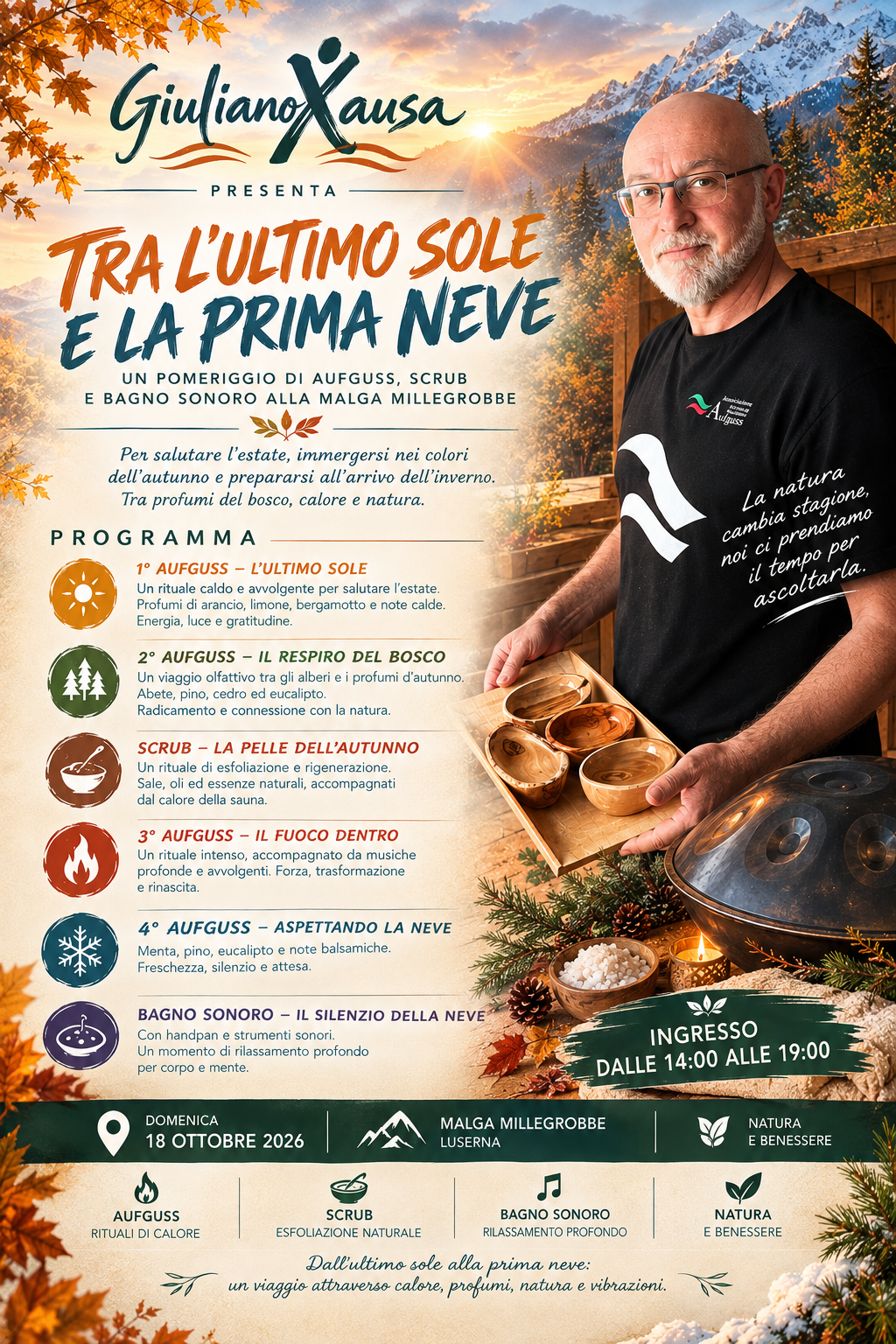 TRA L’ULTIMO SOLE E LA PRIMA NEVE
Domenica 18 ottobre 2026, alla Malga Millegrobbe – Luserna, un p