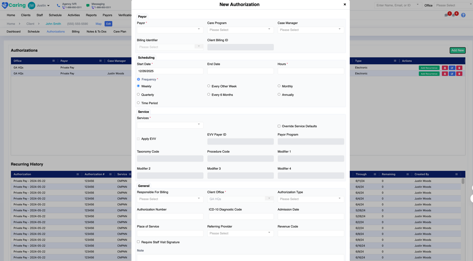Spreadsheet app with a centered form dialog over tables and data grid in the background