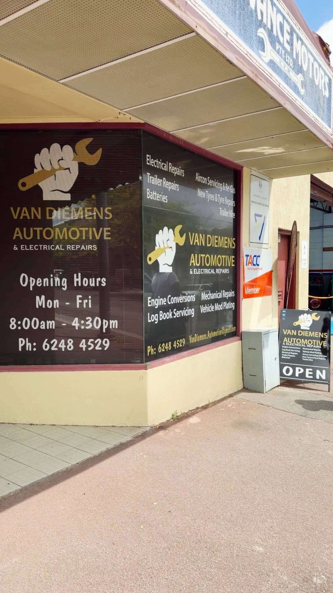 Storefront Window With Automotive Service Signs — Van Diemen's Automotive & Electrical Repairs In Bellerive, TAS