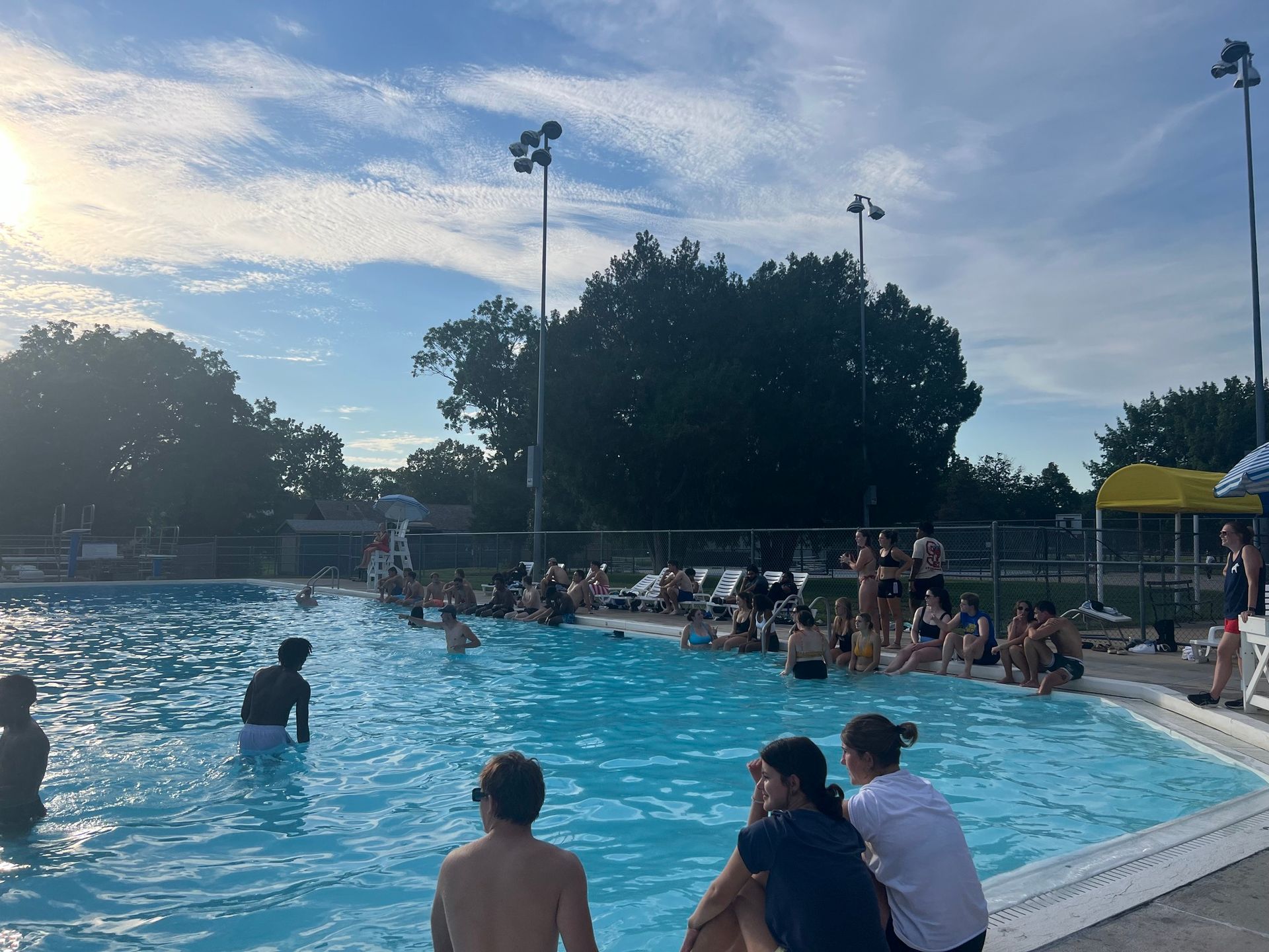 Students at the swimming pool