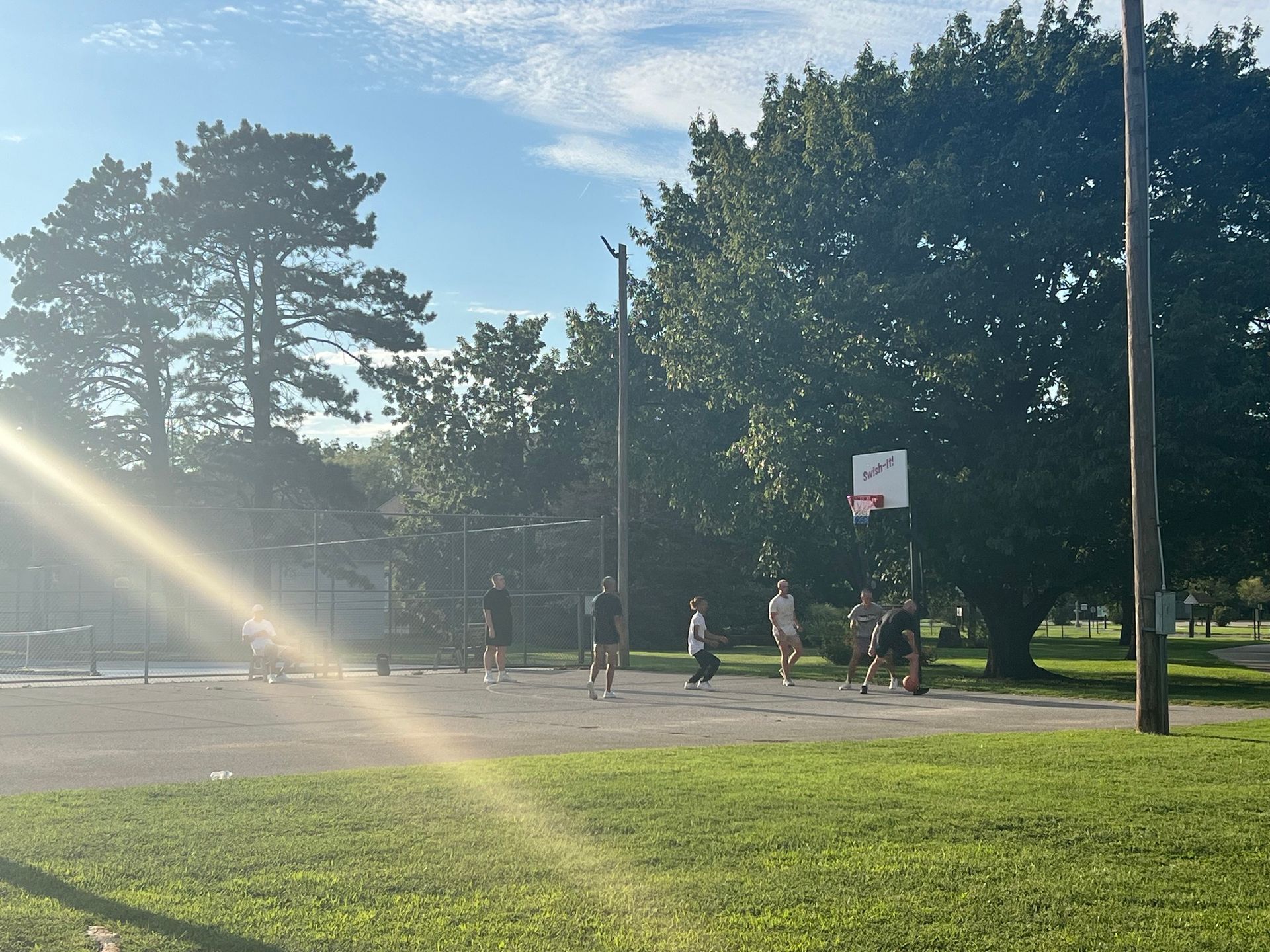 Students playing basketball