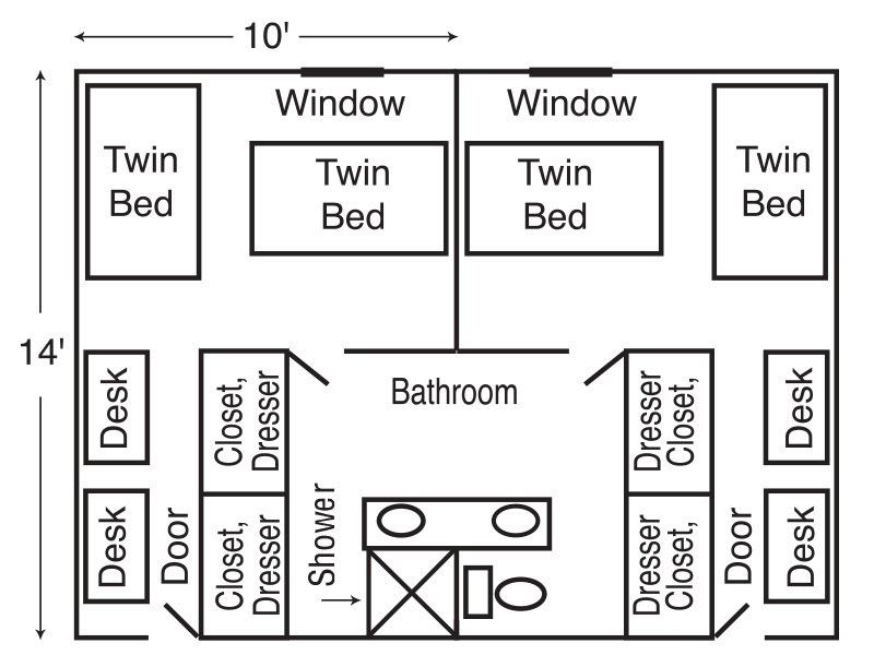 Dormitory room floor plans