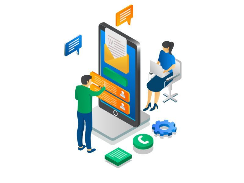 a man and a woman are working on a smart phone